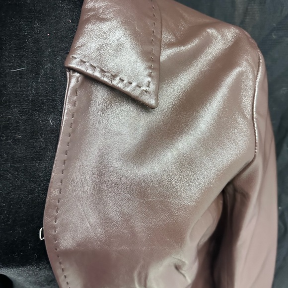 Brown leather jacket - Picture 2 of 5